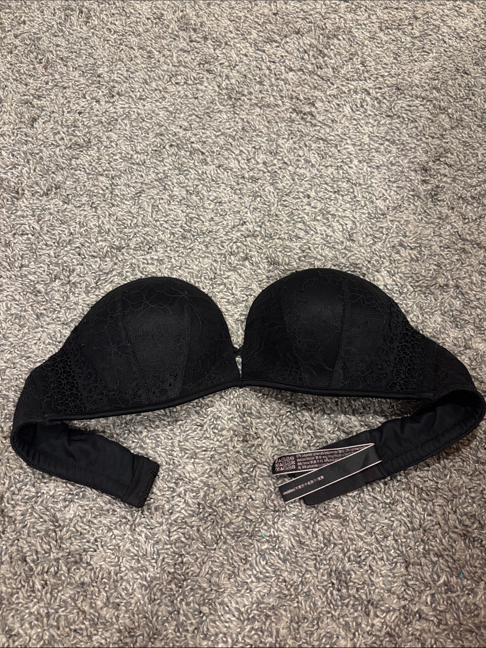 Victoria's Secret Black Strapless Lace Push-Up Bandeau